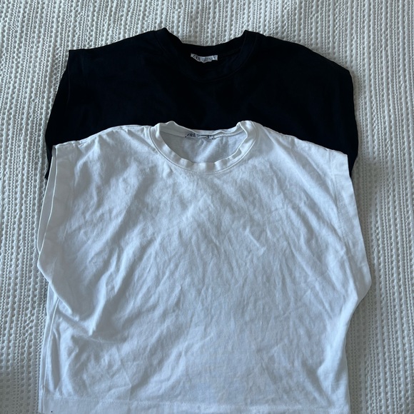 ZARA Boxy Black and White T-Shirt Set - Picture 1 of 4